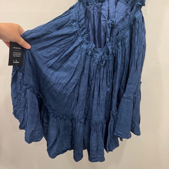 Lulu’s Pretty As a Picture Navy Blue Ruffle Halter Dress - Picture 10 of 12